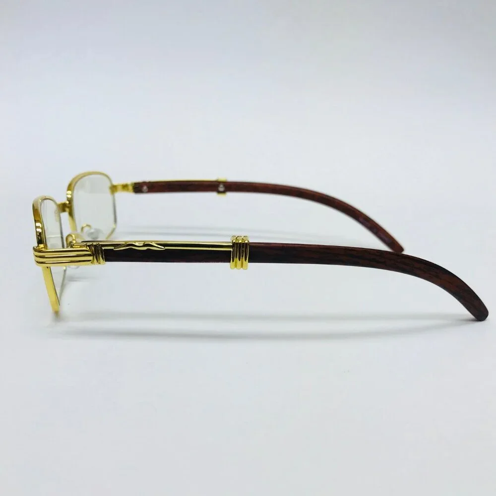 Clear Lens Men Sunglasses Square Gold Frame Hip Hop Style Buffs Woddy Arms Migos